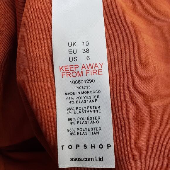 TOPSHOP Womens 6 Balloon Sleeve Velvet Minidress in Orange NEW Fits like 2-4 - Picture 13 of 15